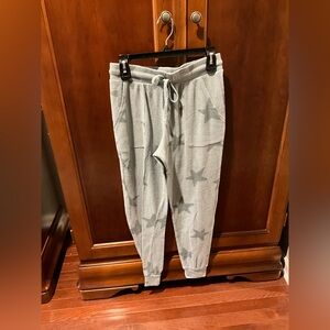Hippie Rose Star Print Jogger Pants - GrayishBlue Size Medium